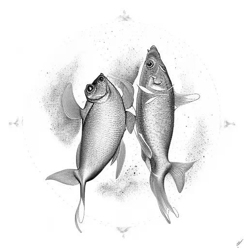 Two coi fish swimming at each other in circle tattoo design idea