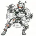 cyborg robot girl dancing tattoo design idea