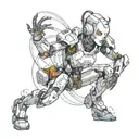 cyborg robot girl dancing tattoo design idea