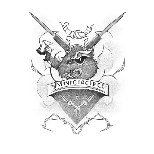 minimal style , family crest meaning power and knowledge tattoo design idea