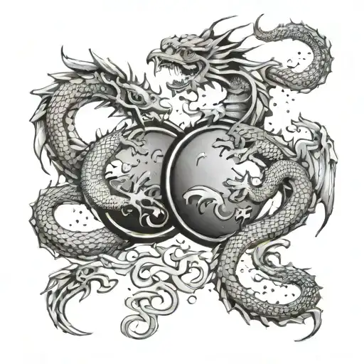 wrap around arm two dragons fighting each other Each mirror tattoo design idea
