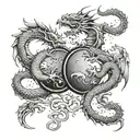 wrap around arm two dragons fighting each other Each mirror tattoo design idea