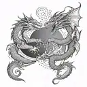 wrap around arm two dragons fighting each other Each mirror tattoo design idea