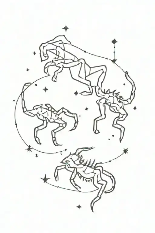 leo and scorpio constellation tattoo design idea