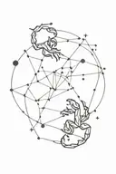 leo and scorpio constellation tattoo design idea