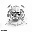 Star Wars sleeve with Captain Rex, darth vader, darth maul, bobba fet tattoo design idea