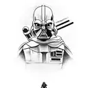 Star Wars sleeve with Captain Rex, darth vader, darth maul, bobba fet tattoo design idea