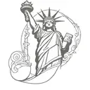 Rock and roll inspired tattoo incorporating elements of freedom and the Statue of Liberty tattoo design idea