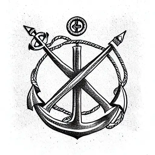 anchor with compass tattoo design idea