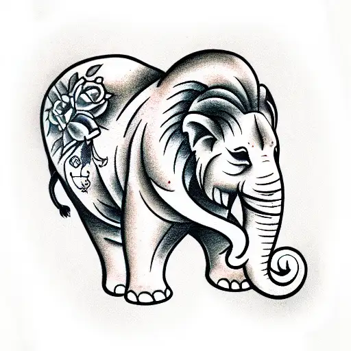 lion and elephant tattoo design idea