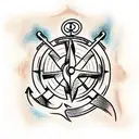 anchor with compass tattoo design idea