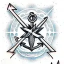 anchor with compass tattoo design idea