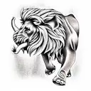 lion and elephant tattoo design idea