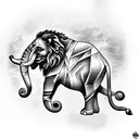 lion and elephant tattoo design idea