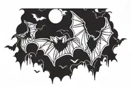 3 simple bat silhouettes flying tattoo design idea
