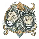half lion and lamb tattoo design idea