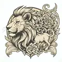 half lion and lamb tattoo design idea