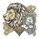 half lion and lamb tattoo design idea