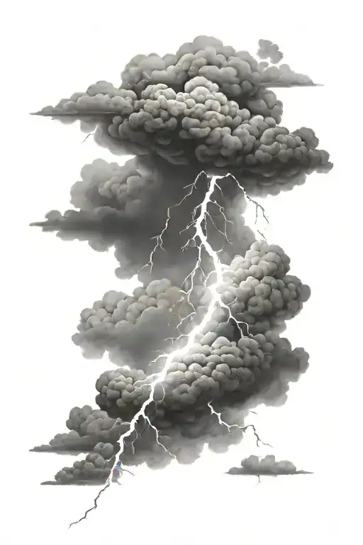 clouds lightning striking light shining tattoo design idea
