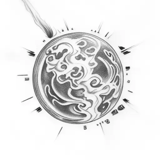 burned planet earth with flames and smoke around the edges tattoo design idea