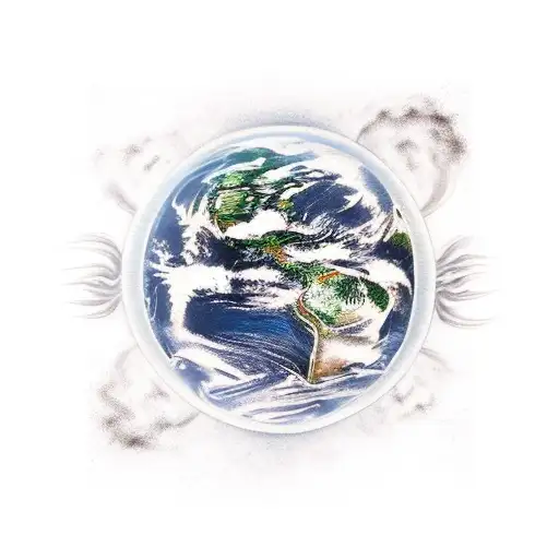burned planet earth with flames and smoke around the edges tattoo design idea