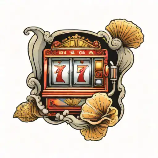slot machine and seashells tattoo design idea