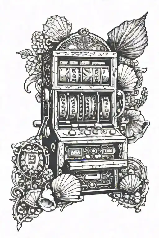slot machine and seashells tattoo design idea