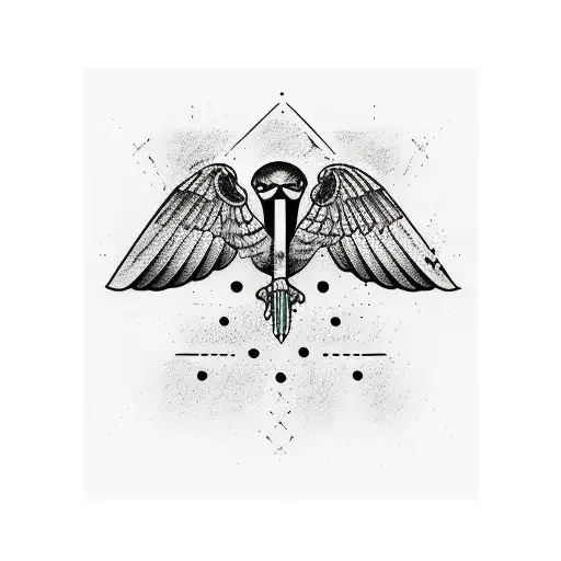 Only the wing of a falcon with an abstract black and white pattern inside tattoo design idea