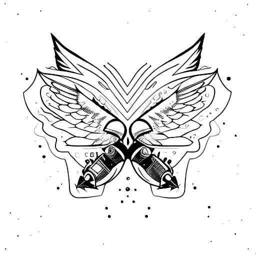 Only the wing of a falcon with an abstract black and white pattern inside tattoo design idea