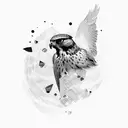 Only one wing of a falcon with an abstract black and white pattern inside tattoo design idea