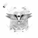 Only one wing of a falcon with an abstract black and white pattern inside tattoo design idea
