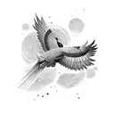 Only one wing of a falcon with an abstract black and white pattern inside tattoo design idea