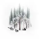 Forest with animals tattoo design idea