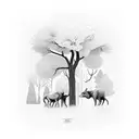 Forest with animals tattoo design idea