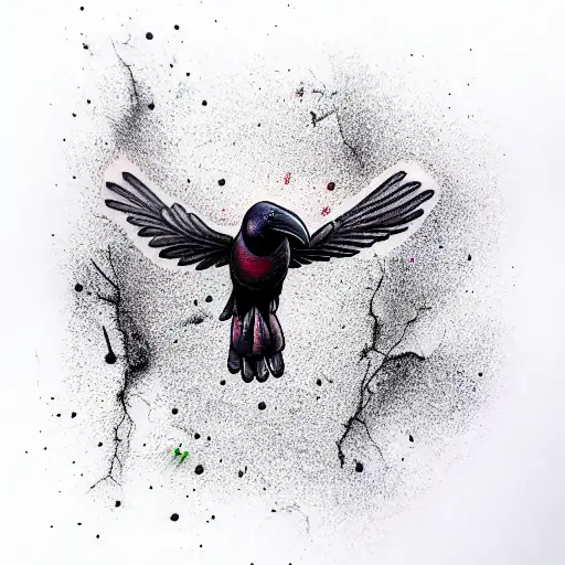 Crow pebble tattoo design idea