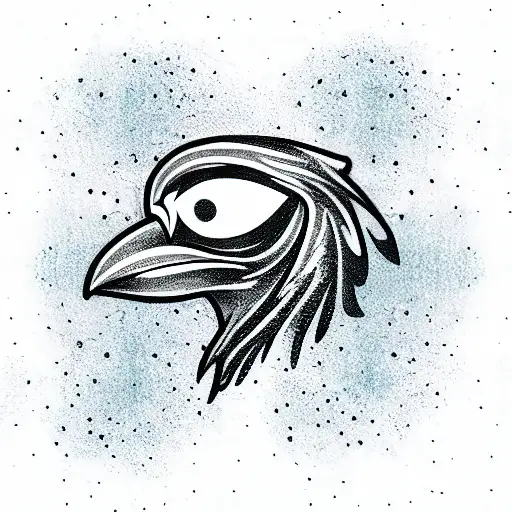 Crow pebble tattoo design idea