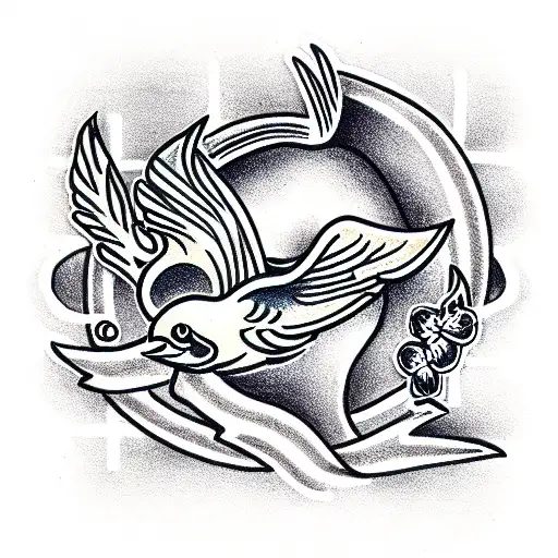 Crow pebble tattoo design idea