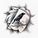 Crow pebble tattoo design idea