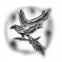 Crow pebble tattoo design idea