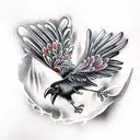 Crow pebble tattoo design idea