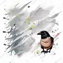 Crow pebble tattoo design idea