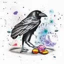 Crow pebble tattoo design idea