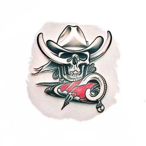 cowboy skull tattoo design idea