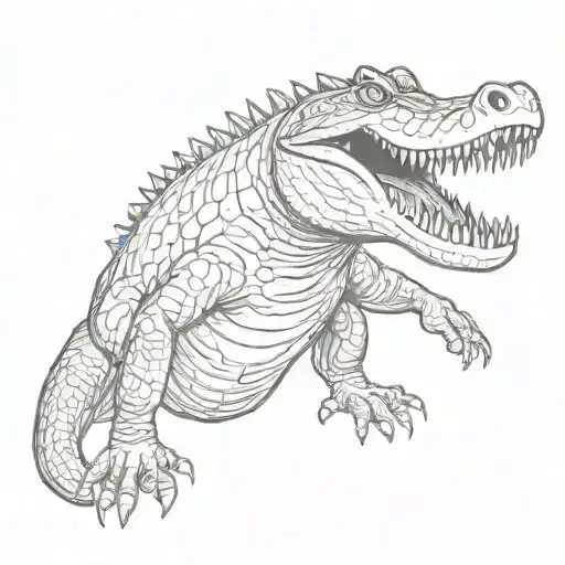 A sketch-style illustration of a crocodile in a dynamic pose, capturing its powerful presence tattoo design idea