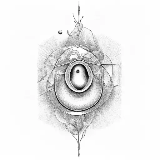 An abstract representation of a pea pod using dotwork and shading techniques tattoo design idea