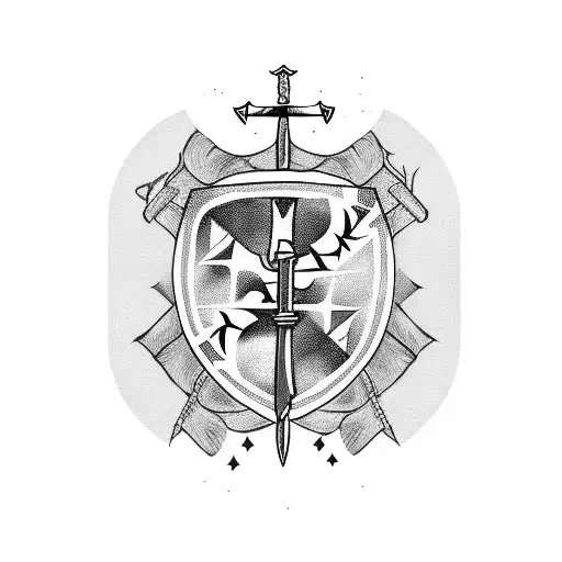 A black-grey tattoo of a crossed sword and knife with a banner that says 'Made In Swede' tattoo design idea