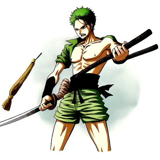 Lilly Sue Tattoo - Roronoa Zoro with his three swords from One piece!
