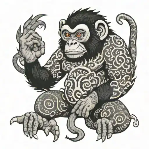 Fire monkey tattoo design idea