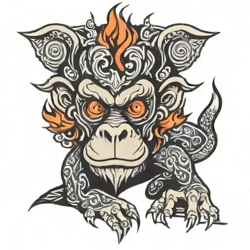 Fire monkey tattoo design idea