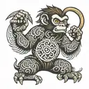 Fire monkey tattoo design idea